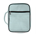 White And Cyan Striped Pattern Print Front Pocket Bible Bag