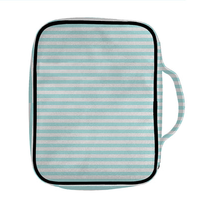White And Cyan Striped Pattern Print Front Pocket Bible Bag