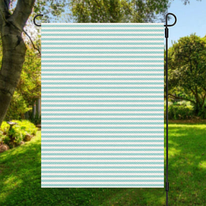 White And Cyan Striped Pattern Print Garden Flag
