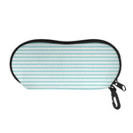 White And Cyan Striped Pattern Print Glasses Case