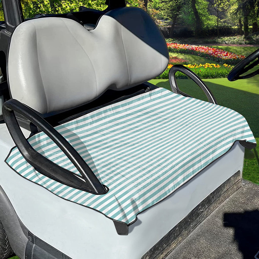 White And Cyan Striped Pattern Print Golf Cart Seat Cover