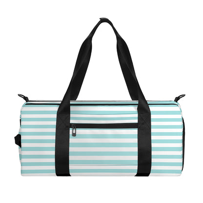 White And Cyan Striped Pattern Print Gym Bag