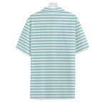 White And Cyan Striped Pattern Print Hawaiian Shirt