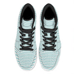 White And Cyan Striped Pattern Print High Top Leather Sneakers