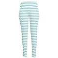 White And Cyan Striped Pattern Print High-Waisted Pocket Leggings