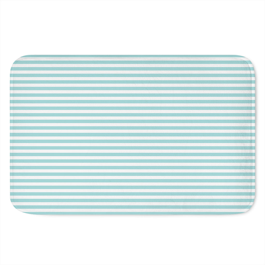 White And Cyan Striped Pattern Print Indoor Door Mat