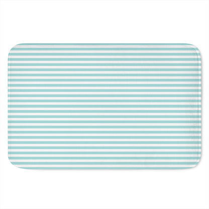 White And Cyan Striped Pattern Print Indoor Door Mat