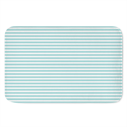 White And Cyan Striped Pattern Print Indoor Door Mat