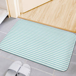 White And Cyan Striped Pattern Print Indoor Door Mat