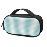 White And Cyan Striped Pattern Print Insulin Cooler Travel Case