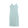 White And Cyan Striped Pattern Print Jersey Midi Cami Dress