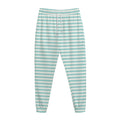 White And Cyan Striped Pattern Print Jogger Pants