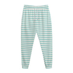 White And Cyan Striped Pattern Print Jogger Pants