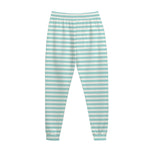 White And Cyan Striped Pattern Print Jogger Pants