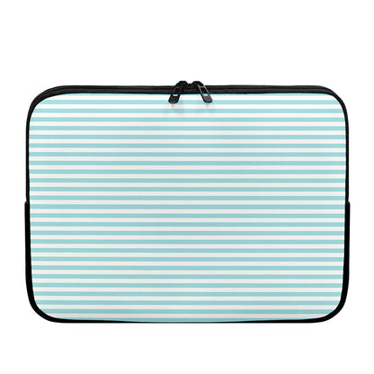 White And Cyan Striped Pattern Print Laptop Sleeve