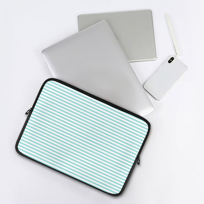 White And Cyan Striped Pattern Print Laptop Sleeve