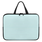 White And Cyan Striped Pattern Print Laptop Sleeve With Handle