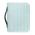 White And Cyan Striped Pattern Print Leather Bible Cover