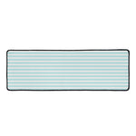 White And Cyan Striped Pattern Print Long Kitchen Mat