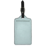White And Cyan Striped Pattern Print Luggage Tag