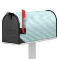 White And Cyan Striped Pattern Print Mailbox Cover