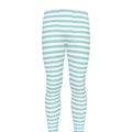 White And Cyan Striped Pattern Print Men's Leggings