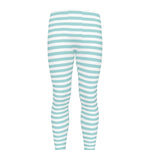 White And Cyan Striped Pattern Print Men's leggings