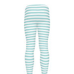 White And Cyan Striped Pattern Print Men's leggings