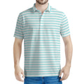 White And Cyan Striped Pattern Print Men's Polo Shirt