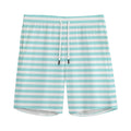 White And Cyan Striped Pattern Print Men's Athletic Shorts