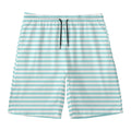 White And Cyan Striped Pattern Print Men's Swim Trunks