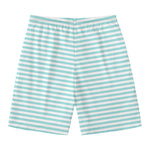 White And Cyan Striped Pattern Print Men's Swim Trunks