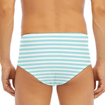 White And Cyan Striped Pattern Print Men's Triangle Swim Briefs