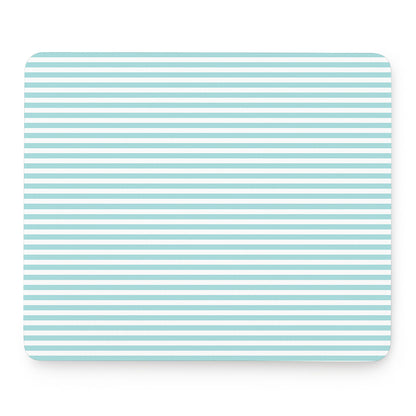White And Cyan Striped Pattern Print Mouse Pad