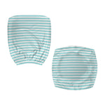 White And Cyan Striped Pattern Print Office Chair Cover