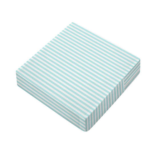 White And Cyan Striped Pattern Print Outdoor Seat Cushion Cover
