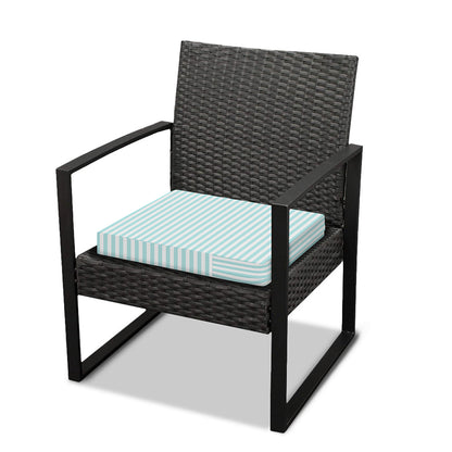 White And Cyan Striped Pattern Print Outdoor Seat Cushion Cover