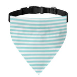 White And Cyan Striped Pattern Print Over The Collar Dog Bandana