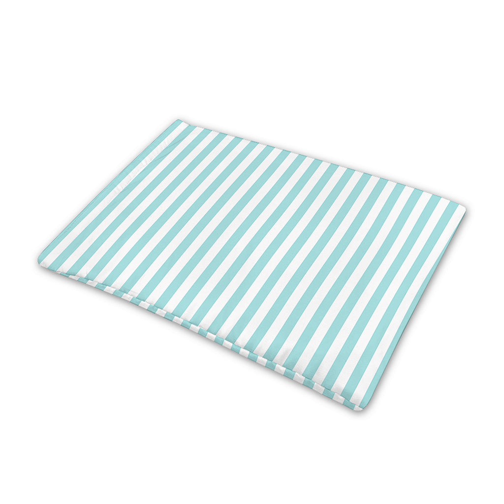 White And Cyan Striped Pattern Print Pet Cooling Mat Cover