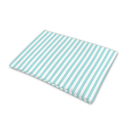White And Cyan Striped Pattern Print Pet Cooling Mat Cover