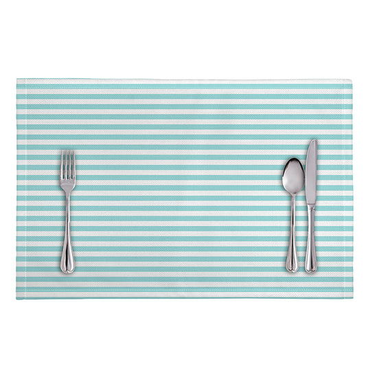 White And Cyan Striped Pattern Print Placemat