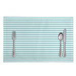 White And Cyan Striped Pattern Print Placemat