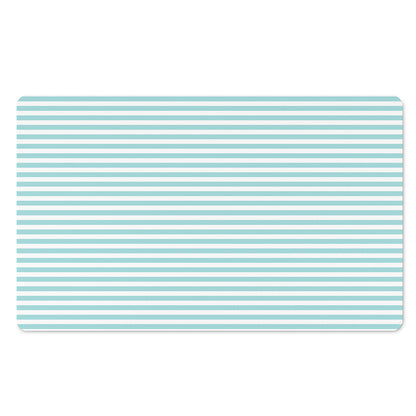 White And Cyan Striped Pattern Print Polyester Doormat