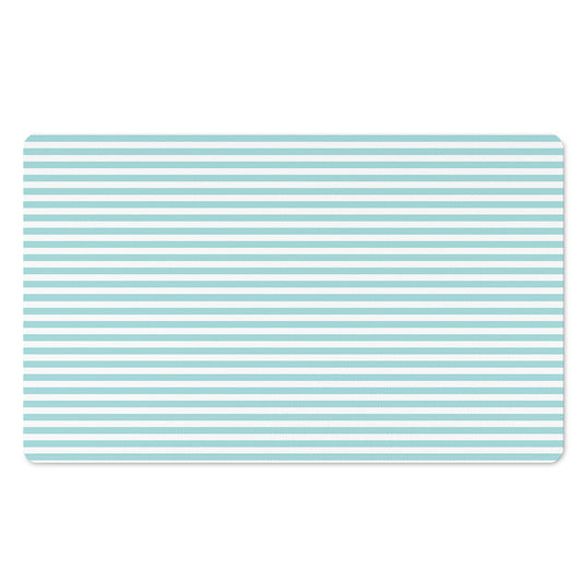White And Cyan Striped Pattern Print Polyester Doormat