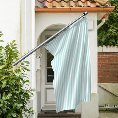 White And Cyan Striped Pattern Print Polyester Flag