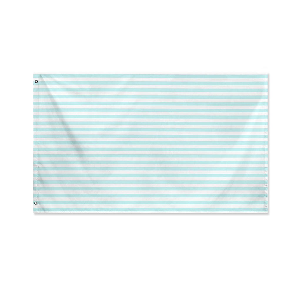 White And Cyan Striped Pattern Print Polyester Flag