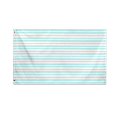 White And Cyan Striped Pattern Print Polyester Flag
