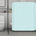 White And Cyan Striped Pattern Print Polyester Shower Curtain