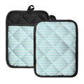 White And Cyan Striped Pattern Print Pot Holders With Pocket