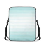 White And Cyan Striped Pattern Print Rectangular Crossbody Bag